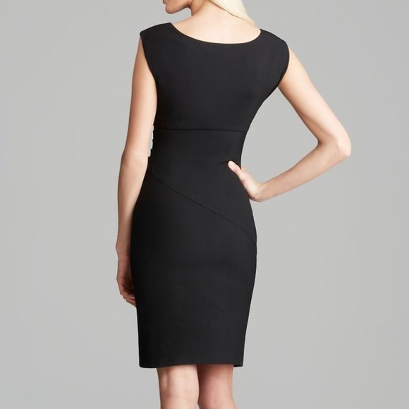 Diane Von Furstenberg Dress DVF Bevin Ruched V Neck Sheath Black Women Size 6 - Picture 5 of 17